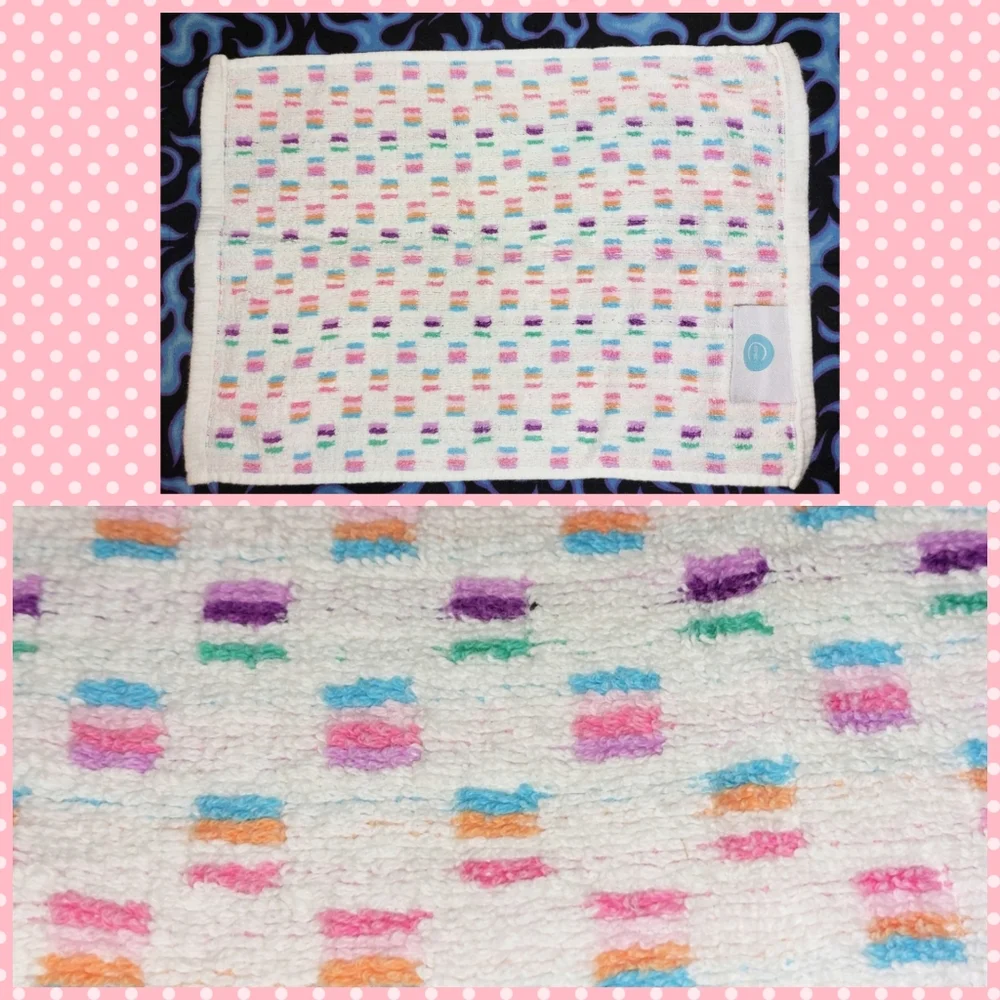 C Home brand 4Pc White/Multiclrs Segmented Stripes 100% Cotton Wash Face Towels